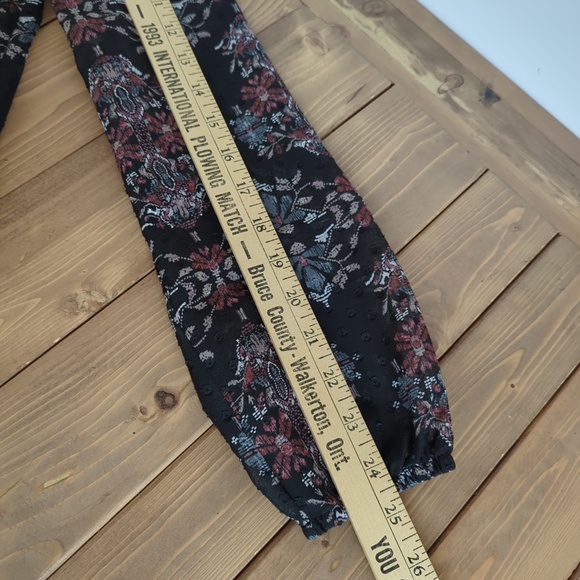 Black Floral Lace up Boho Tunic Top with lace up front - Picture 13 of 14